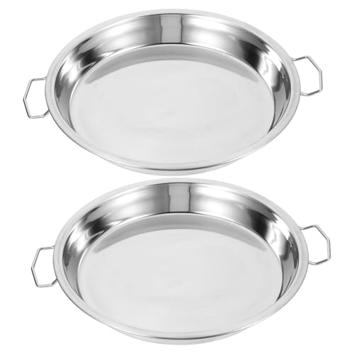 iplusmile 2 Stück Edelstahl Dampfteller mit Doppelgriff Hitzebeständig Vielseitig Verwendbar als Dampf und Servierplatte für Reis Nudeln Snacks für Küche und Picknick von iplusmile