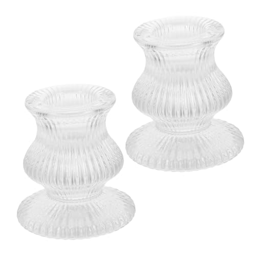 iplusmile 2 Stück Kerzenhalter aus Glas kerzenhalter Glas konische Kerzenhalter Schwarze Kerzenhalter Silberne Kerzenschicks Vintage Kerzenhalter Kerzeninhaber Transparent von iplusmile