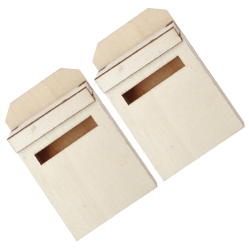 iplusmile 2 Stück Mini -Modellschmuck Puppe Mini-Briefkasten Mini-Hausbriefkasten Musterbriefkasten Mini-Mailbox-Modell Postfach im Mikro-Landschaftsformat Holz Beige von iplusmile