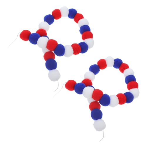 iplusmile 2 Stück Patriotische Pompom Girlande Bunte Bälle Rot Weiß Blau Unabhängigkeitstag Dekoration für Innen Außen Party Fenster Feier von iplusmile