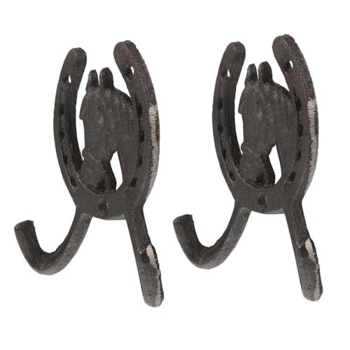 iplusmile 2 Stück Retro Wandhaken aus Gusseisen Pferdekopf Design Vintage Garderobenhaken für Schlüssel Mäntel Handtücher Robuste Wandmontage für Wohnzimmer und Eingangsbereich von iplusmile