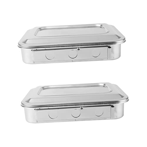 iplusmile 2 Stück Tablettbox Tragbare Box Mehrzweckbox Instrumententablett Einweichtablett Quadratisches Tablett Edelstahl Silber von iplusmile