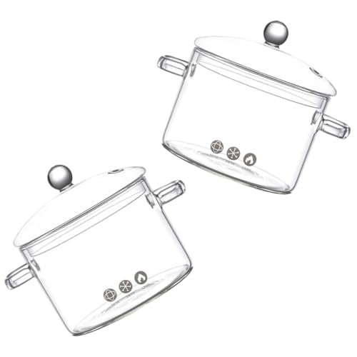iplusmile 2 Stück Teiliges Hitzebeständiges Glas Kochgeschirr Transparenter Suppentopf mit Griff Großer Glas für Instant Nudeln Vielseitig Verwendbarer Küchen Topf von iplusmile