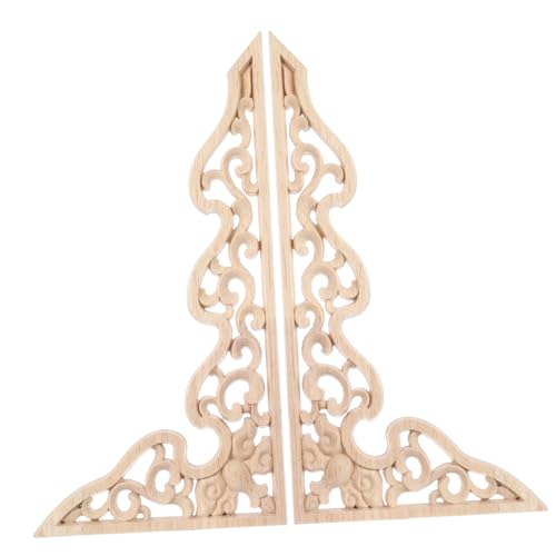 iplusmile 2 Stück Teiliges Holzgeschnitztes Onlay Möbel Applique Unbehandelte Holzverzierung für Schrank Tür Spiegel Handgefertigte Holzornamente zum Streichen Vintage Stil Cabinet Decor von iplusmile