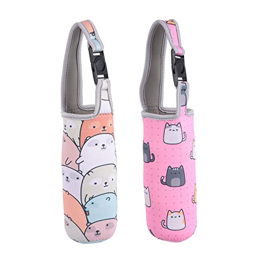 iplusmile 2 Stück Teiliges Neopren Isolierflaschenhüllen Cartoon Design Wärmeisolierend Langlebig Breiter Mund Tragbar für Thermobecher und Trinkflaschen Praktische Becherabdeckung für Heiß von iplusmile