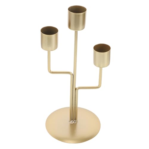 iplusmile 3 Leuchter-Ornament goldene Kerzenhalter Partytischdekoration Kerzenhalter als Mittelstück hohe Leuchterhalter Kegelkerzenhalter Kerzenhalter aus Metall Eisen von iplusmile