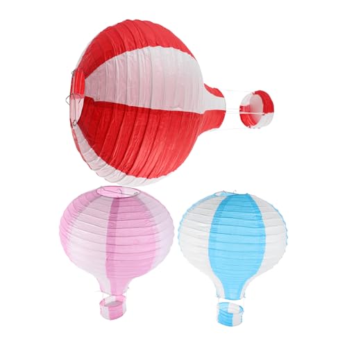 iplusmile 3 Stück Bunte Papier Lampion Hot Air Balloon Wiederverwendbare Partydekoration Handgefertigt Farbenfrohe Lampions für Hochzeit Geburtstag Engagement von iplusmile