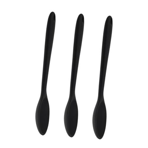 iplusmile 3 Stück Silikon Rührlöffel Groß Antihaftbeschichtet Hitzebeständig Langlebig Vielseitige Küchenhelfer zum Kochen und Rühren Bpa frei Leicht zu Reinigen Schwarzes Design von iplusmile