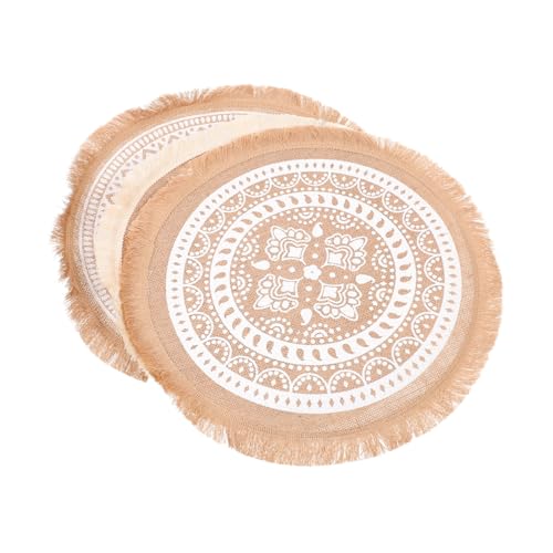 iplusmile 3 Stück Teiliges Tassel Tischset aus Baumwoll Leinen mit Muster Hitzebeständig Dekorativ für Esszimmer Boho Stil Platzsets für Hochzeit Party und Familienessen von iplusmile