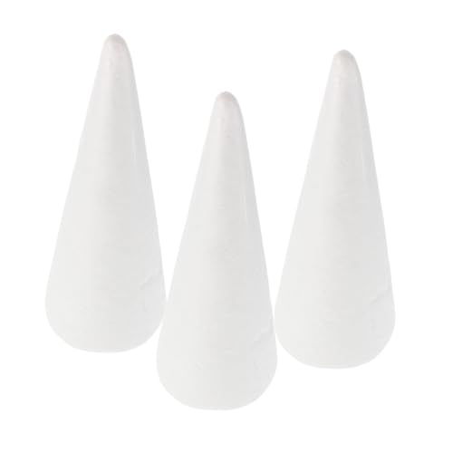 iplusmile 3 Stück Teiliges Weiße Styropor Schaumstoffkegel DIY Bastelmaterial für Bemalen Kleben und Dekorieren für Weihnachtsbaum und Partydeko von iplusmile