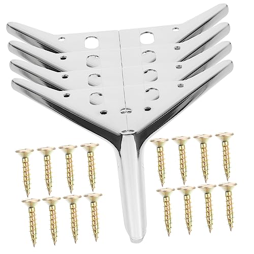 iplusmile 4 Stück Füße der Metallstütze Runde Möbelbeine Stand einstellbar rustikal Ersatzbeine dreieckige möbelfüße Möbel Sofa Stützbein Sofa-Fuß kaltgewalzter Stahl Silver von iplusmile
