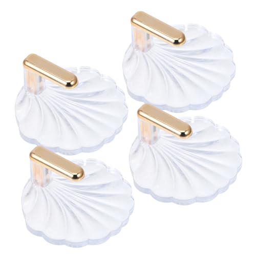 iplusmile 4 Stück Selbstklebende Wandhaken Transparente Goldbeschichtete Muschelform Nagelfreier Haushaltswandhaken für Schlüssel Handtücher Hüte Vielseitig für Schlafzimmer und Wohnzimmer von iplusmile