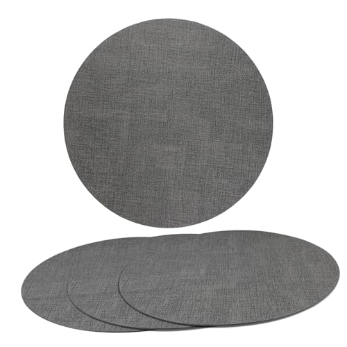 iplusmile 4 Stück Tischsets Tischunterlagen Untersetzer für Tischplatten Küchentisch rutschfeste Tischunterlage Runde Tischsemat Outdoor-Camping-Tischset PVC Grey von iplusmile
