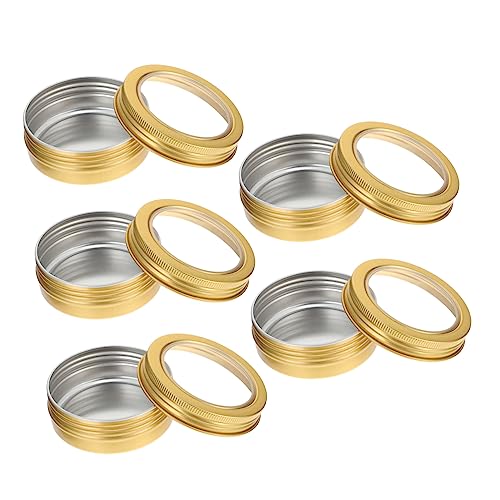 iplusmile 5 Stück Teiliges Aluminium Dosen mit Sichtfenster Langlebige Weihnachts Kerzendosen für DIY Kerzen Makeup Cremes Süßigkeiten Vielseitige Aufbewahrung Robust und Bruchsicher von iplusmile