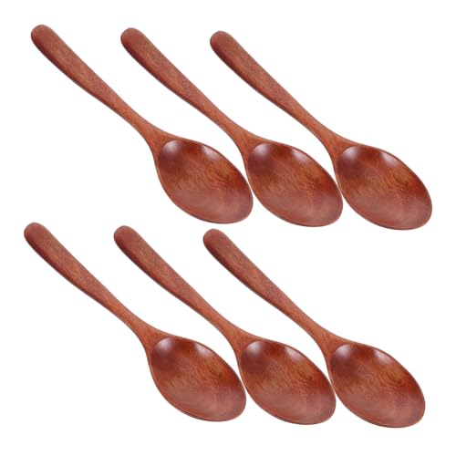 iplusmile 6 Stück Lange Holzlöffel Japanischer Stil mit Natürlichem Holzgriff Ergonomisch für Kaffee Honig Desserts Rühren und Mischen Langlebig Pflegeleicht Stilvolles Küchenset von iplusmile