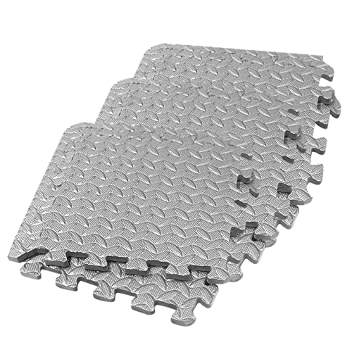 iplusmile 6 Stück Schaumstoff-Bodenmatte Schaumboden Bodenbelag Spleißen Spleißmatte Sport turnmatten Gym mat Floor mat rutschfest Gym Polster Blattmaserung Spielmatte Patchwork-Teppich Grey von iplusmile