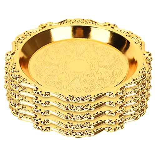 iplusmile 6 Stück Snack-Platte Nüsse für Vintage Serviertablett unterhaltsam Servierplatten Tabletts Anzeige Tablett mit getrockneten Früchten Obst-Deko-Tablett Metall Golden von iplusmile