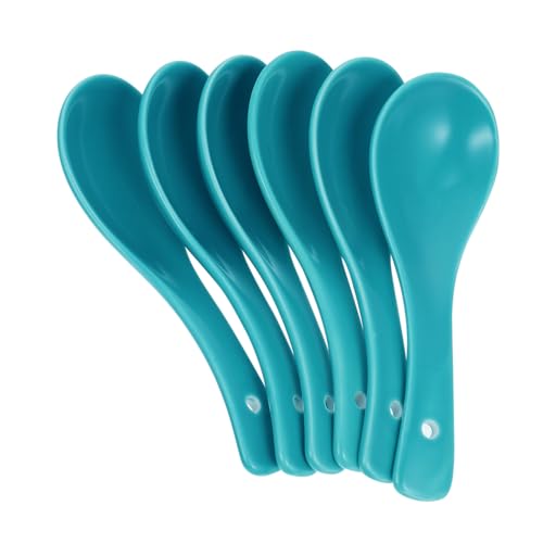iplusmile 6 Stück Teiliges Keramik Suppenschälchen Löffel Leichte Kompakte Porzellanlöffel Vielseitig für Suppe Reis Porridge Spülmaschinenfest Dekorativ für Tisch von iplusmile