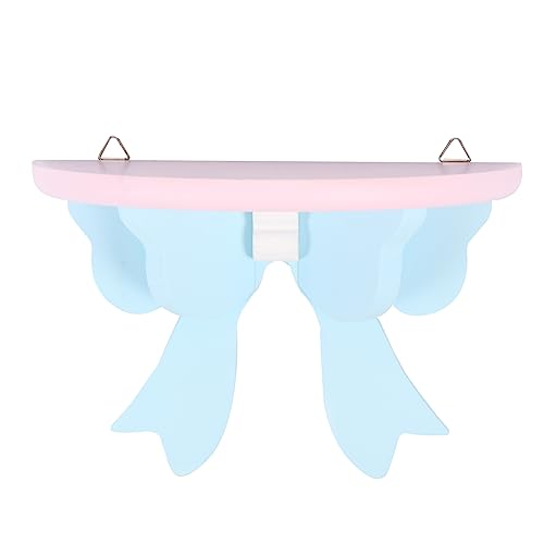 iplusmile Bowknot Wandregal Holz Aufbewahrungsregal Mädchenzimmer Wandmontage Einfache Installation Glatte Oberfläche Stabile Tragkraft Kleines Regal Blau von iplusmile