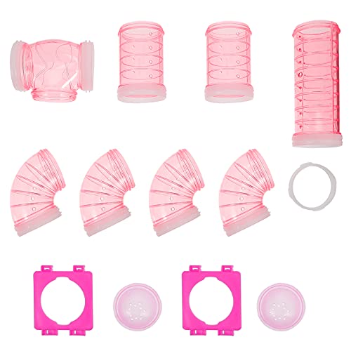 iplusmile DIY Hamster Tunnel Hamster-Röhren-Set Transparent Hamsterkäfig- Externes Kreatives DIY Verbindung Tunnel Spur Rattenspielzeug Hamsterkäfig-Zubehör Pink Hamster Käfig Tunnel von iplusmile