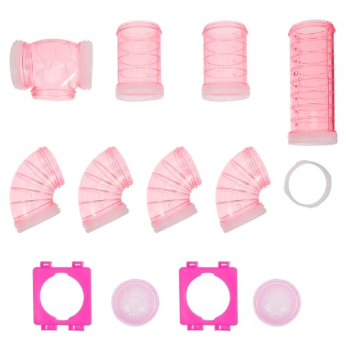 iplusmile DIY Hamster Tunnel Hamster-Röhren-Set Transparent käfig- Externes Kreatives DIY Verbindung Tunnel Spur Rattenspielzeug käfig-Zubehör Pink Käfig von iplusmile