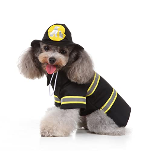 iplusmile 1 Satz feuerwehruniform Kleidung Kätzchen-Kleidung Halloween-Haustierkostüm Hüte Mäntel Haustierkleidung verwandelter Mantel Modellieren Hut Weste Hundekleidung von iplusmile