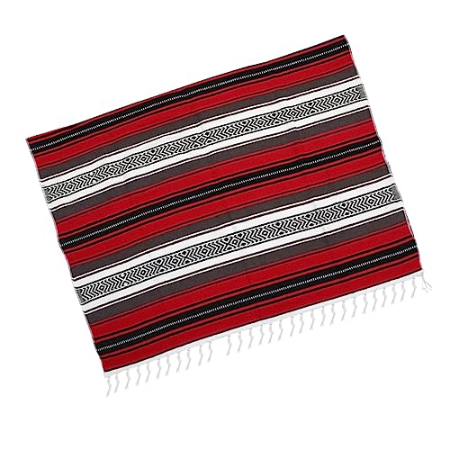 iplusmile Jacquard Schalmatte Decken Rot Sofa Werfen Decke Bett Serape Gewebte Decke Gesteppt Baumwoll -Yoga -Decke Quiltdecke Trainieren Groß Blended Cape Stoff Couch Coffee von iplusmile