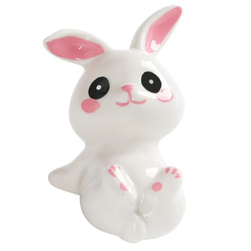 iplusmile Keramik Hasenfigur Desktop Deko Cartoon Stil Vielseitig für Auto Büro und Zuhause Osterhasen Figur Geschenkidee von iplusmile