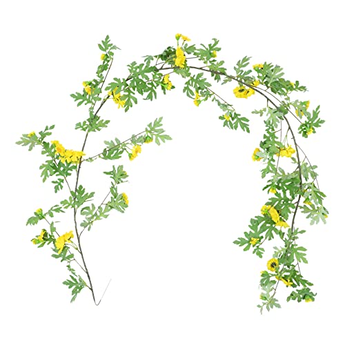 iplusmile Künstliche Daisy Rattan Girlande Gelb Langlebige Party und Wohnraumdekoration Wetterbeständig Vielseitig für Innen und Außenbereich Natürliche für Wand und Tischgestaltung von iplusmile