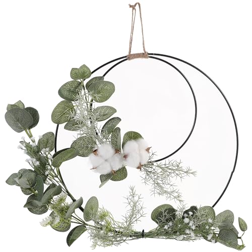 iplusmile Türkranz Kranz Deko - Künstliche Blumen Kranz mit Metallring - Frühlings-Sommer-Kranz, Willkommen Girlande, Ganzjährig Blumenkranz für Hochzeitstag Geburtstag Party Wanddeko von iplusmile