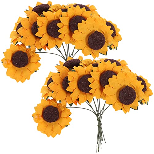 iplusmile Künstliche Sonnenblumensträuße aus Papier, Sonnenblume mit Stiel, schicke Mini-Hochzeitsdekoration, zum Basteln, für Braut, 100 Stück von iplusmile