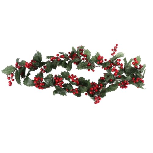 iplusmile Künstlicher Rattan Weihnachtskranz mit Roten Beeren Langlebige Tür und Wanddekoration für Innen und Außen Farbenfrohe Nicht Streuende Advents und Festtagsgirlande von iplusmile