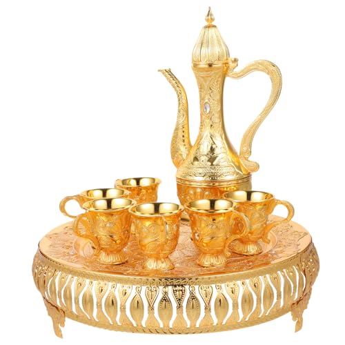 iplusmile Metal Wine Pot Set mit Türkischen Metallbechern und Dekorativem Tablett Kunstvolles Trinkgeschirr Set Rostfrei Leicht zu Reinigen Stilvolles für Hochzeit und Festtage iplusmile Metal Wine Pot Set mit Türkischen Metallbechern und Dekorativem Tablett Kunstvolles Trinkgeschirr Set Rostfrei Leicht zu Reinigen Stilvolles für Hochzeit und Festtage von iplusmile