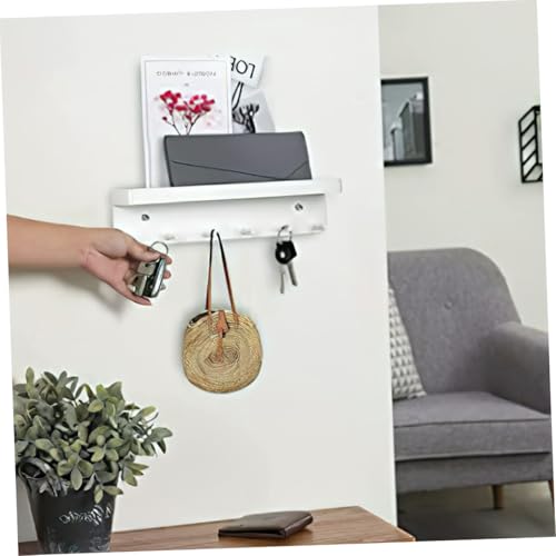 iplusmile Metall Schlüsselhalter Wandmontage mit Ablage Tragbarer Organizer für Schlüssel Post und Kleinteile Weißer Wandhaken für Flur Büro und Eingangsbereich Robust und Dekorativ von iplusmile
