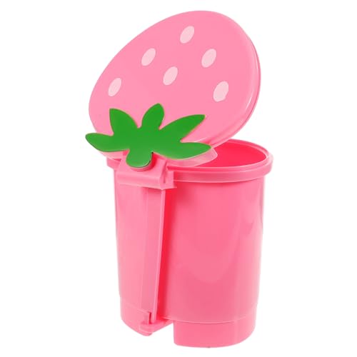 iplusmile Mini Mülleimer Cartoon Design mit Deckel Kleiner Desktop Abfalleimer für Büro und Zuhause Kompakt Praktischer Papierkorb für Küche und Wohnzimmer Rosa von iplusmile