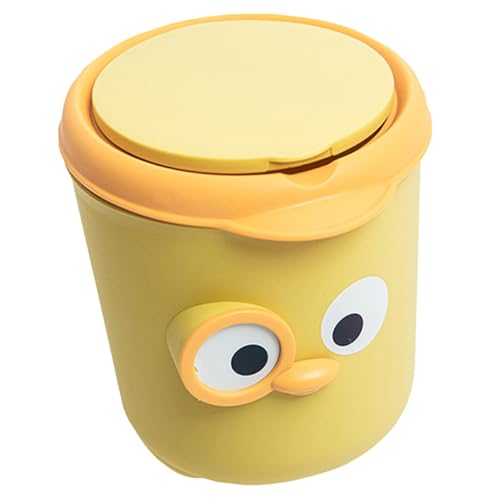 iplusmile Mini Tisch Mülleimer mit Klappdeckel Niedlicher Kleiner Abfallbehälter für Büro Schlafzimmer und Badezimmer Kompakter Desktop Papierkorb für Müll und Kosmetikorganizer Gelb von iplusmile