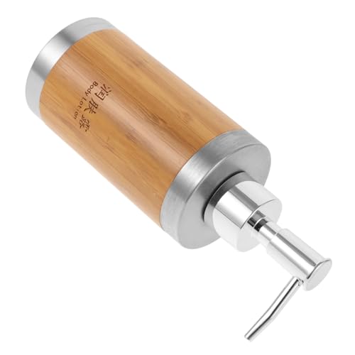 iplusmile Nachfüllbarer Seifenspender mit Holz Kunststoff und Edelstahl Vielseitig für Handseife Shampoo Duschgel Praktischer Haushaltspender für Bad und Küche Platzsparend und Robust von iplusmile