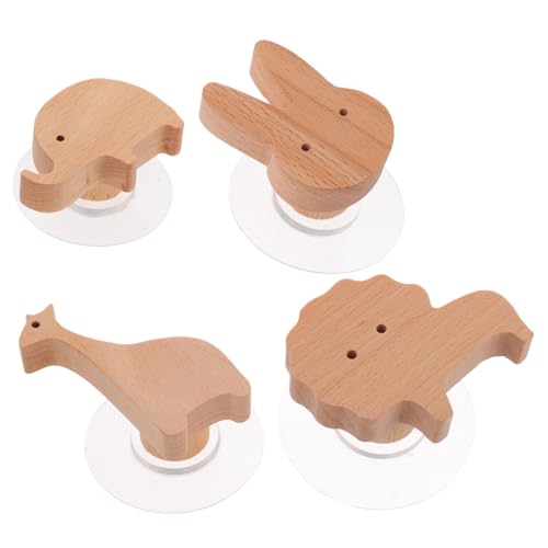 iplusmile Teiliges Holz Wandhaken in Niedlichen Tierformen Selbstklebende Stabile Garderobenhaken für Jacken Handtücher und Taschen Platzsparende Wanddekoration für Bad Flur und von iplusmile