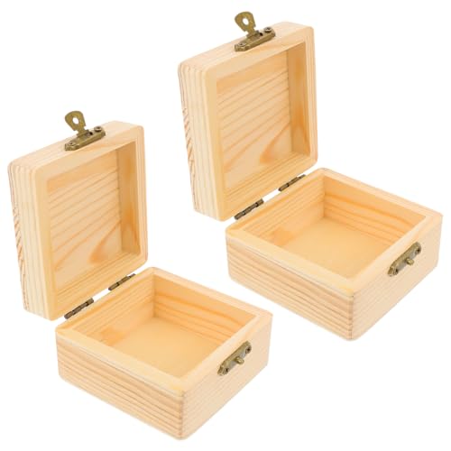 iplusmile Unfinished Holz Aufbewahrungsbox - 2 Stücke Rustikale Quadratische Aufbewahrungsbox Mit Deckel Geschenkbox Spielzeugkiste - Süßigkeiten Dessert Schmuck Lebensmittel Verpackungskasten von iplusmile