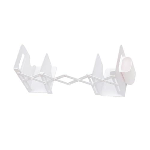 iplusmile Verstellbarer Ausziehbarer Buchständer mit Integriertem Stifthalter Weißer Desktop Buchhalter aus Langlebigem Abs Multifunktionales Bücherregal für Büro Schule und Zuhause von iplusmile