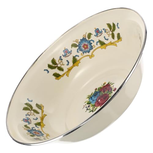iplusmile Vintage Emaille Suppenschüssel mit Deckel Mehrzweck Emaille Waschbecken in Cremeweiß Retro Stil Aufbewahrungsbecken für Haushalt Sichere Emaillierte Schüssel für Suppe Obst und iplusmile Vintage Emaille Suppenschüssel mit Deckel Mehrzweck Emaille Waschbecken in Cremeweiß Retro Stil Aufbewahrungsbecken für Haushalt Sichere Emaillierte Schüssel für Suppe Obst und von iplusmile