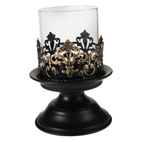 iplusmile Vintage Kerzenhalter Hochzeit Kerzenbecher Dekorativer Kerzenständer Retro-Kerzenhalter Kerzenhalter für Aromatherapie Duftkerzenhalter Leere Kerzenbecher Eisen Schwarz von iplusmile