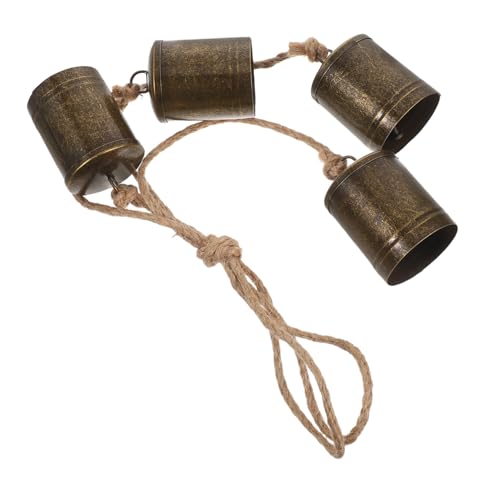 iplusmile Vintage Metall Glocken mit Jute Schnur Rustikale Weihnachtsdeko Handgefertigte Landhausstil Hängende Kuhglocken für Baum Tür Kamin Langlebig und Einfach Aufzuhängen von iplusmile