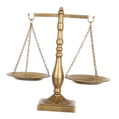 iplusmile Vintage Schmuckablage Künstlerische Balance Skulptur mit Schmucktablett Multifunktionaler Organizer für Schmuck und Kosmetik Dekoratives Symbol der Gerechtigkeit für Büro und von iplusmile