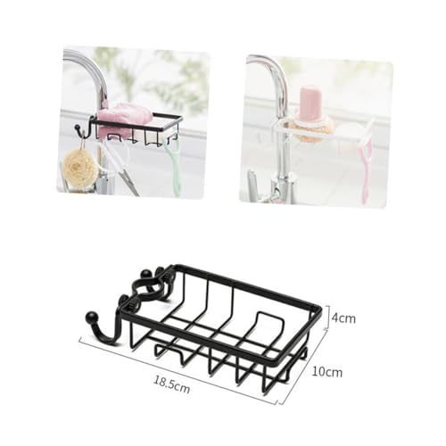 iplusmile Wasserhahn aufbewahrungsregal Spülbecken Schwammhalter Verstellbar mit Drahtgestell und Haken Abtropfhalter für Küchenspüle Einfache Montage ohne Bohren Weiß Platzsparend und von iplusmile