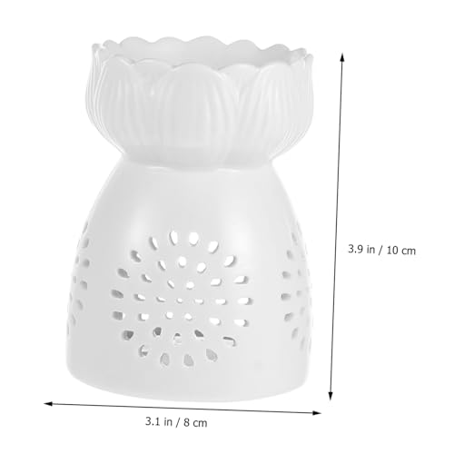 iplusmile Weiße Porzellan Duftlampe mit Hohldesign Aromatherapie Ätherische Öle Diffusor Dekorativer Kerzenhalter für Zuhause Stilvolle Tischdekoration Hochwertiger Aromaofen von iplusmile