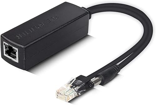 Gigabit Active PoE Power Over ethernet Splitter Adapter 48V auf 12V, DC Jack 5.5x2.1mm, IEEE 802.3af/at konforme 10/100/1000Mbps PoE Splitter mit 12V Ausgang für Überwachungskamera CCTV & VoIP Telefon von ipolex