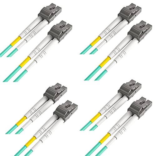 OM3 LC zu LC LWL Glasfaser Patchkabel 3m (10ft), Multimode Duplex 50/125 Glasfaserkabel für 10Gb/Gigabit SFP Medienkonverter, MEHRWEG, 4-pack von ipolex