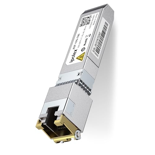ipolex 1 PC 10Gb SFP+ to RJ45 Kupfer transceiver, Mini GBIC 10GBase-T RJ-45 SFP Modul Kompatibel mit Cisco SFP-10G-T-80, Ubiquiti, Mikrotik, Fortinet, Netgear, TP/D-Link Zyxel etc.(CAT.6a, 80 Meters) von ipolex