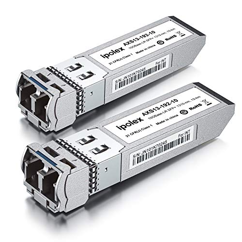 ipolex 10G SFP+ Transceiver, 10GBase-LR 1310nm 10km Singlemode LC Mini-Gbic Modul Kompatibel mit Intel E10GSFPSR. 1-Pack von ipolex